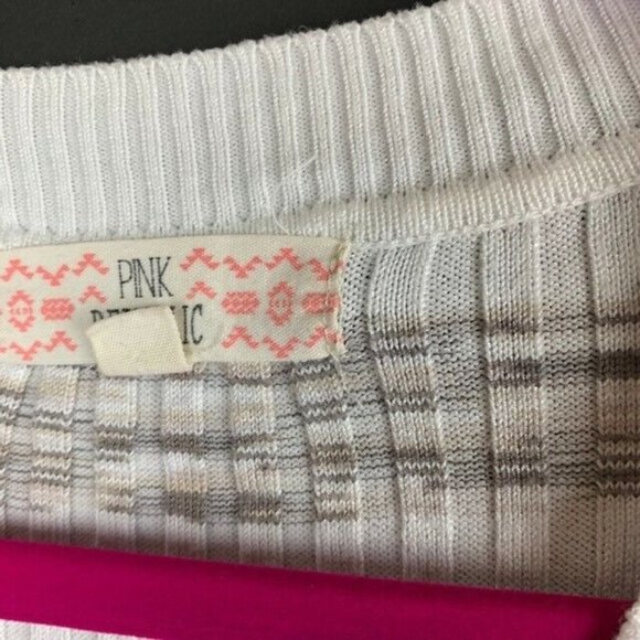Pink Republic Womens Sweater Size Large Brown White Stripe - Picture 4 of 4